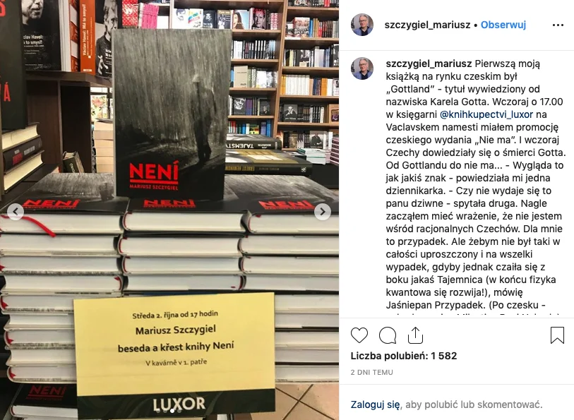 Mariusz Szczygieł / Premiera książki "Nie ma" w Czechach.