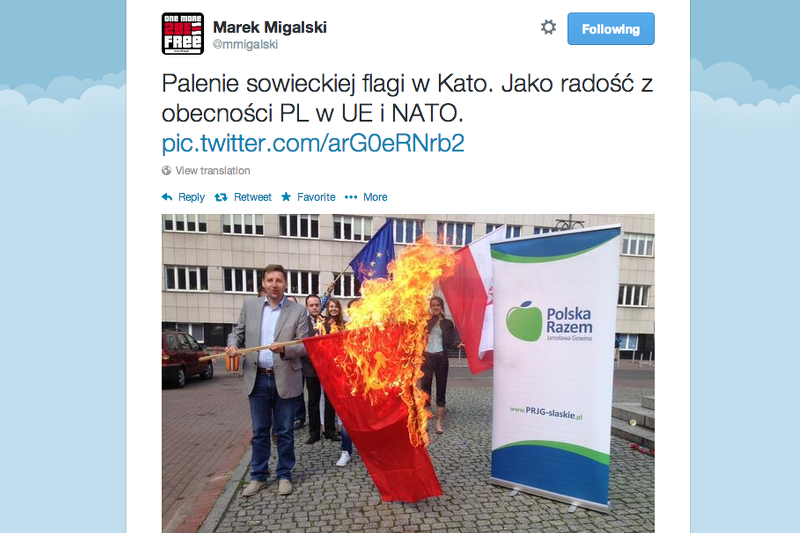 Poseł Polski Razem Marek Migalski w akcji przed majowymi wyborami.