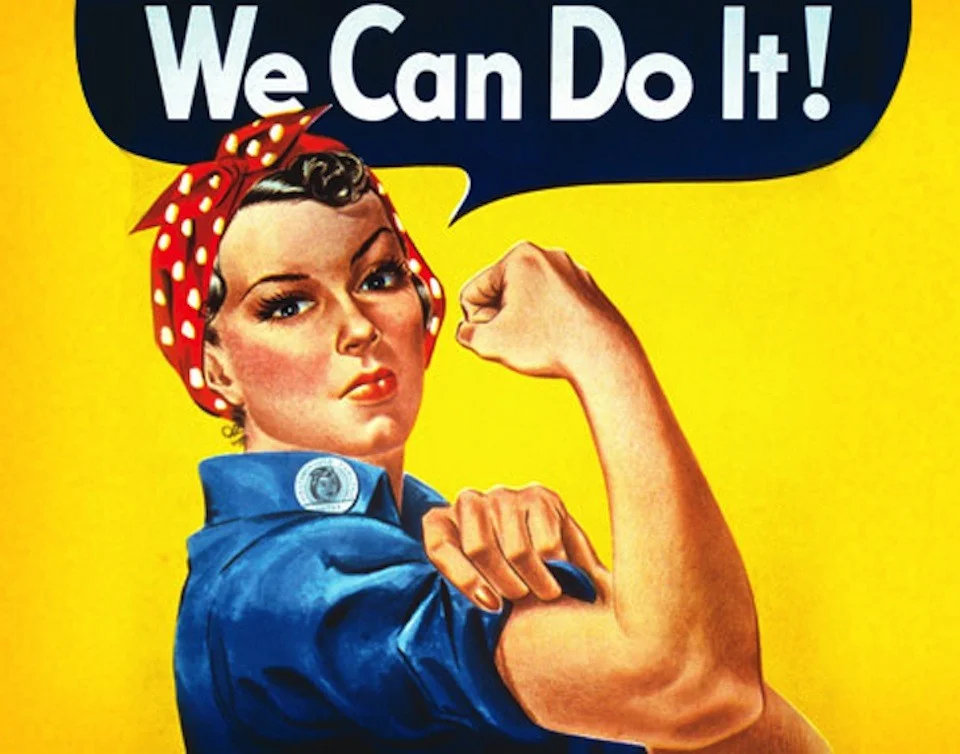 Plakat propagandowy z 1942 zaadaptowany w latach 90. przez ruchy feministyczne.