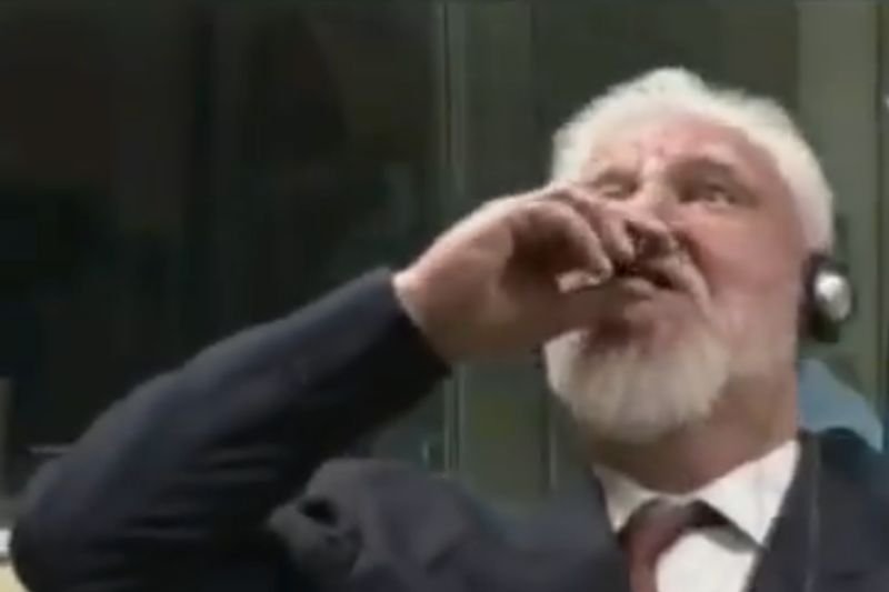 Już wiadomo, co chorwacki dowódca wojskowy z czasów wojny w Jugosławii wypił po ogłoszeniu wyroku za zbrodnie wojenne.