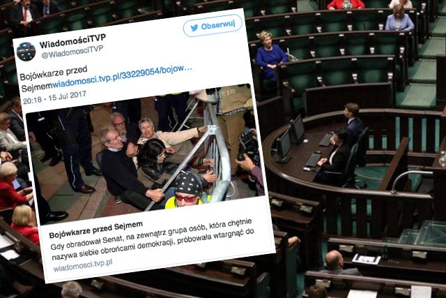 Bojówkarze według "Wiadomości" TVP.