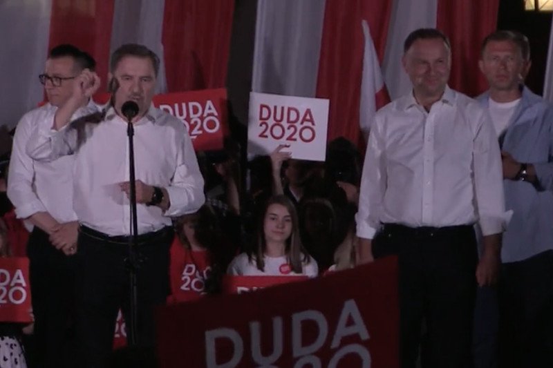 Piotr Duda na wiecu Andrzeja Dudy na finał kampanii w Zamościu