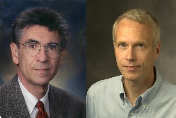 Zdobywcy nagrody Nobla z chemii. Od lewej Robert Lefkowitz, Brian Kobilka