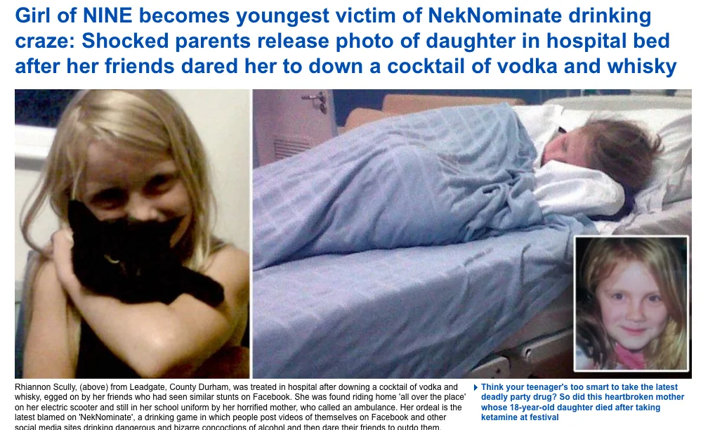 Najmłodsza ofiara #Neknomination miała 9 lat
