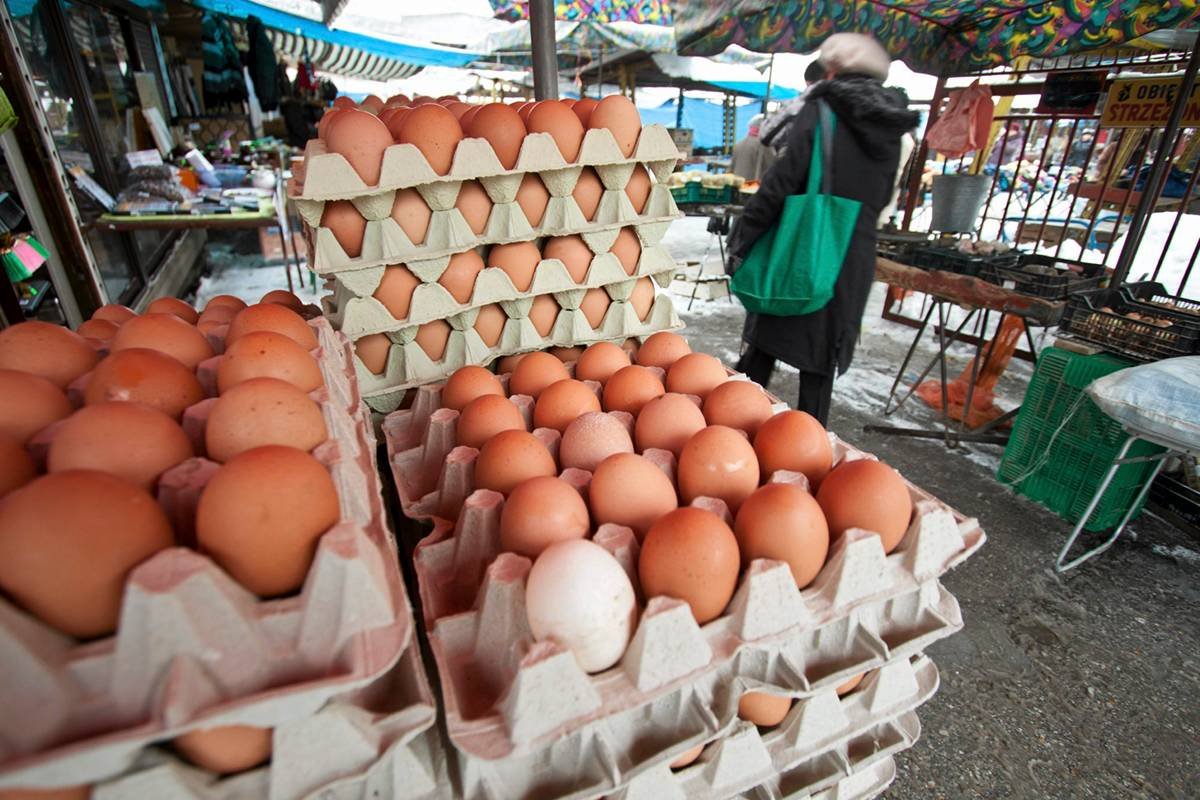 Sprzedaż jaj na bazarze