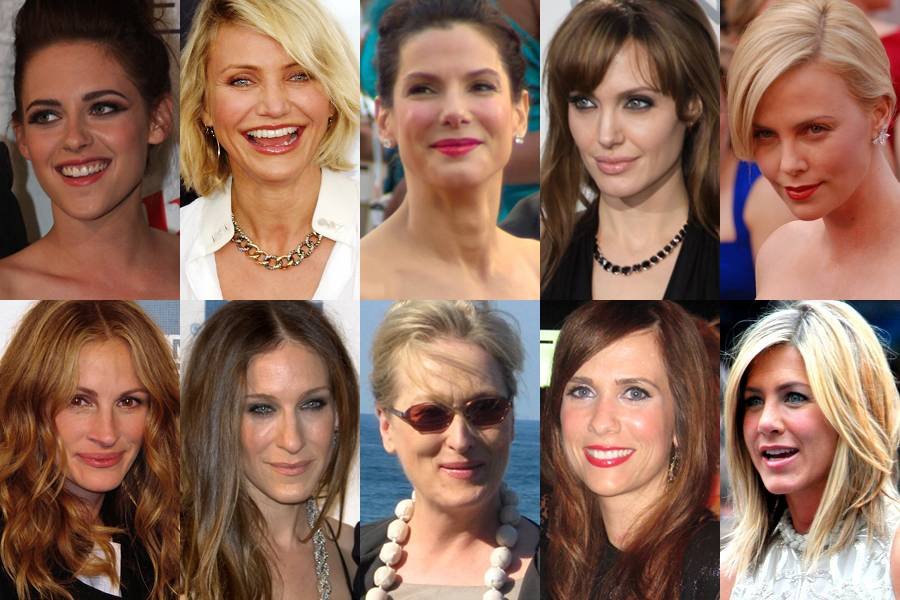Kristen Stewart, Cameron Diaz, Sandra Bullock, Angelina Jolie, Charlize Theron, Julia Roberts, Sarah Jessica Parker, Meryl Streep, Kristen Wiig, Jennifer Aniston