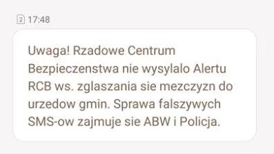 RCB uspokaja: alert o powołaniach do wojska był fałszywy.