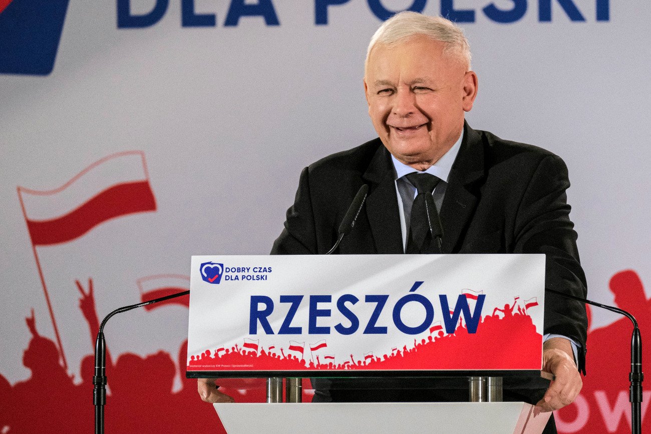 Jarosław Kaczyński w Rzeszowie. Zdjęcie z konwencji wyborczej w 2019 r.