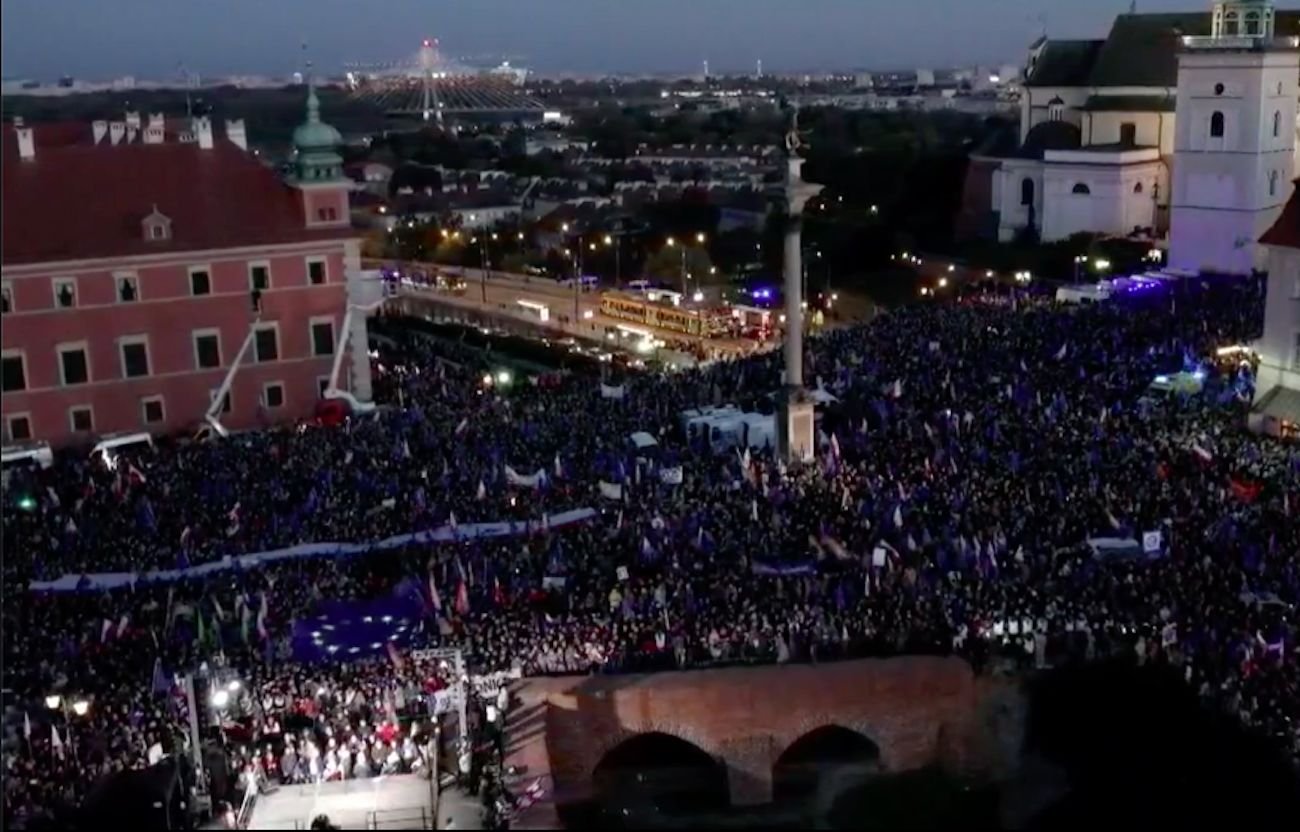 Protest przeciw antyunijnej polityce PiS.