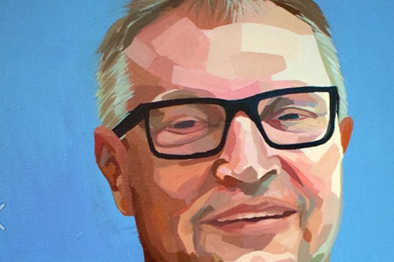 Jacek Pałucha, założyciel Formacji Nieżywych Schabuff pędzlem swojej córki, Zofii. Obecna twórczość rockmena może wielu zaskoczyć.