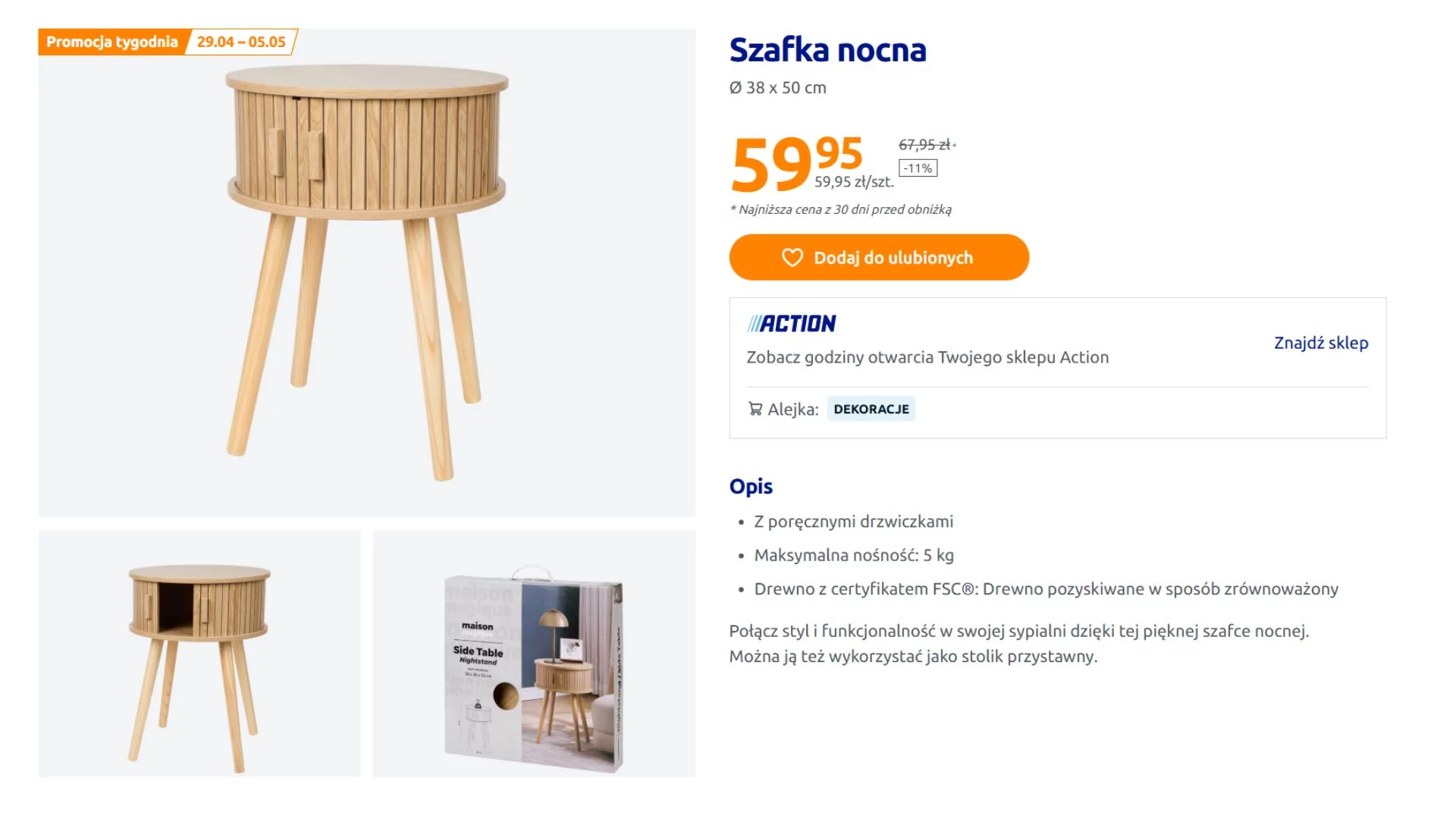 Szafka nocna z Action to hit. Za 59 zł, a w innych sklepach nawet po 300 Szafka nocna z Action to hit za 59 zł