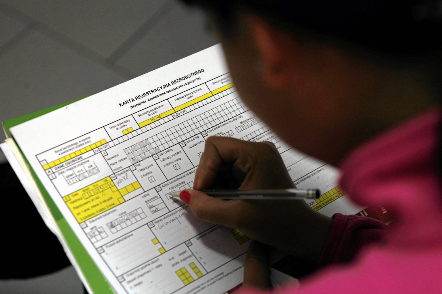 Rejestracja bezrobotnych w Urzędzie Pracy.