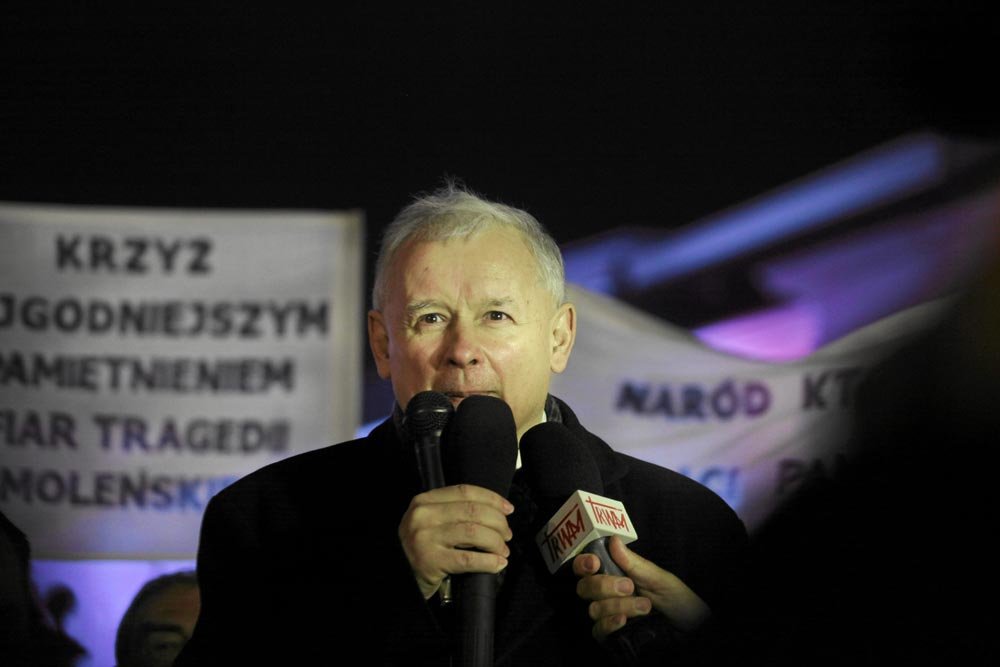 Jarosław Kaczyński podczas marszu w Warszawie