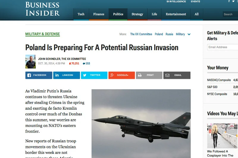 "Business Insider": Tylko Polska ma potencjał militarny, który może przeciwstawić się ruchom Rosji na zachód