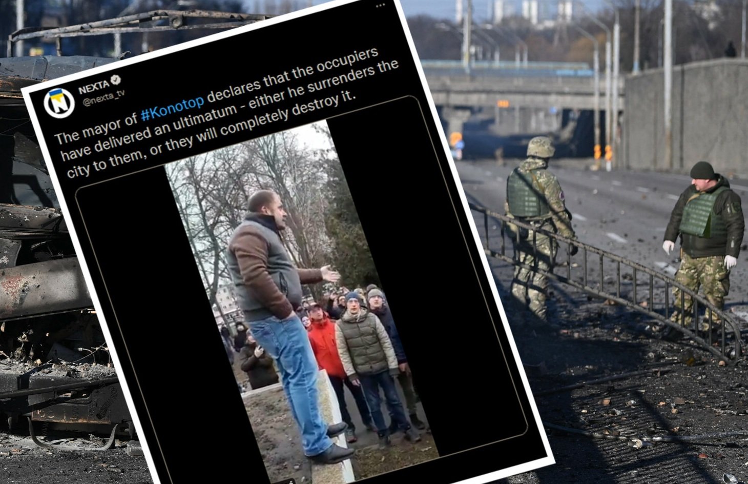 Burmistrz miasta Konotop mówił, że dostał ultimatum od okupantów z Rosji. Zapowiedział jednak chęć walki.