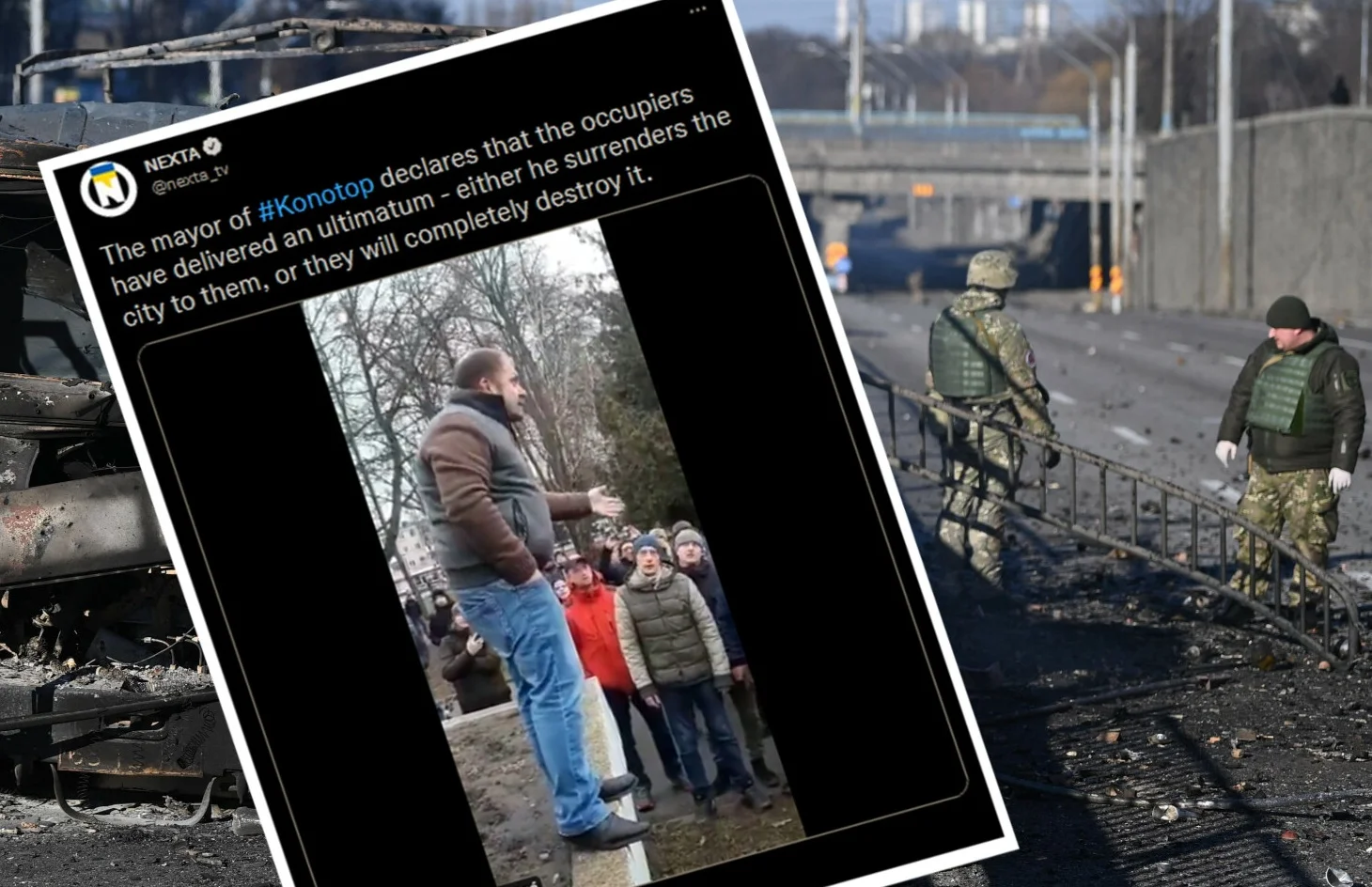 Burmistrz miasta Konotop mówił, że dostał ultimatum od okupantów z Rosji. Zapowiedział jednak chęć walki.