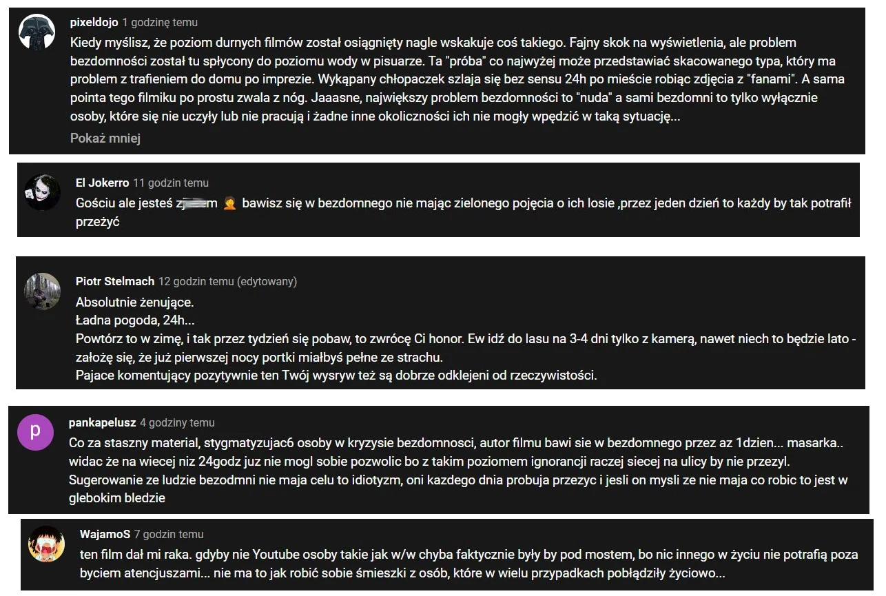 youtube bezdomni trend jawor youtuberzy wyzwanie