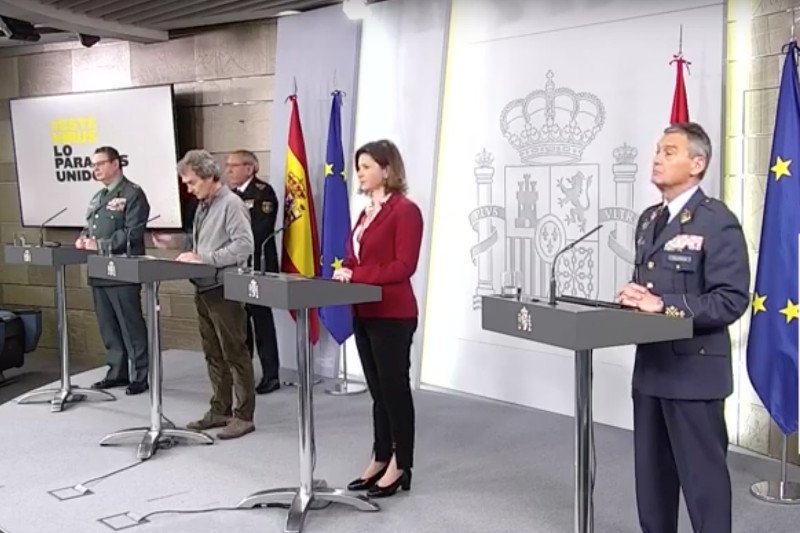 Konferencja hiszpańskich służb na temat bilansu koronawirusa w tym kraju.