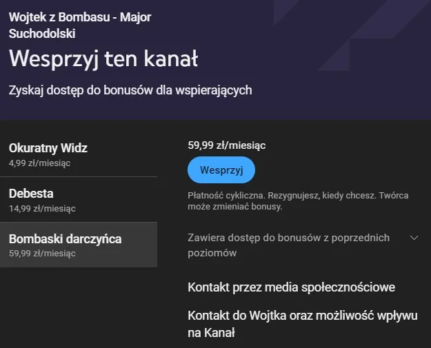 major suchodolski śmierć kanał youtube zarabianie długi kto prowadzi rafał krosno