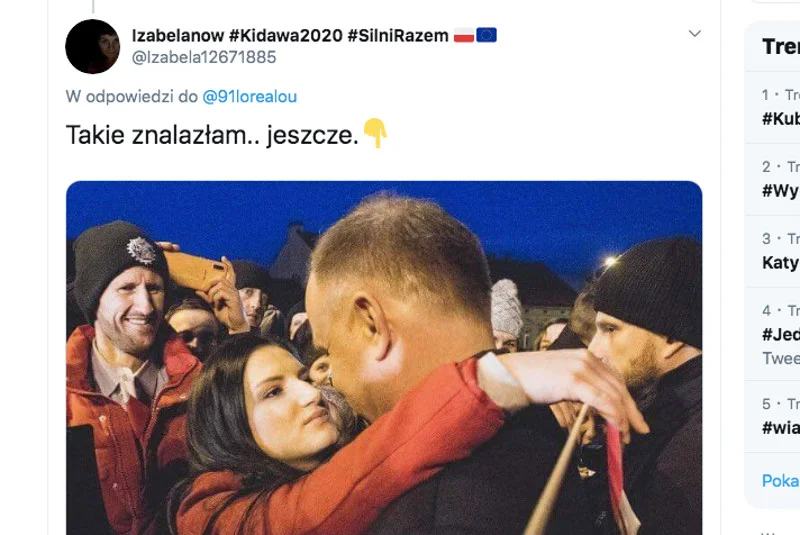 Prezydent Duda z fanką podczas wizyty w Zakliczynie