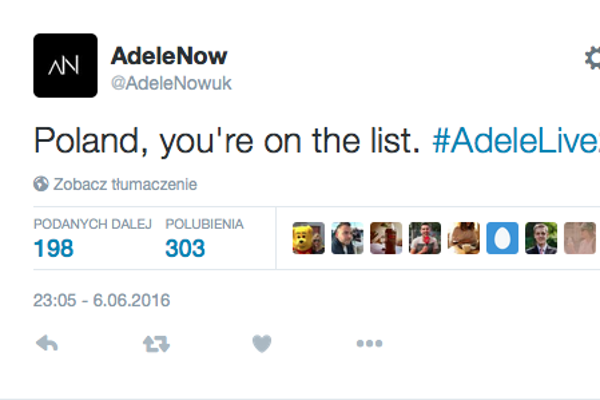 Fani są zachwyceni perspektywą koncertu Adele w Polsce.