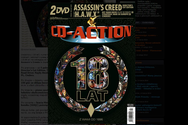 CD-Action 1 kwietnia kończy 18 lat. Wszystkiego najlepszego!