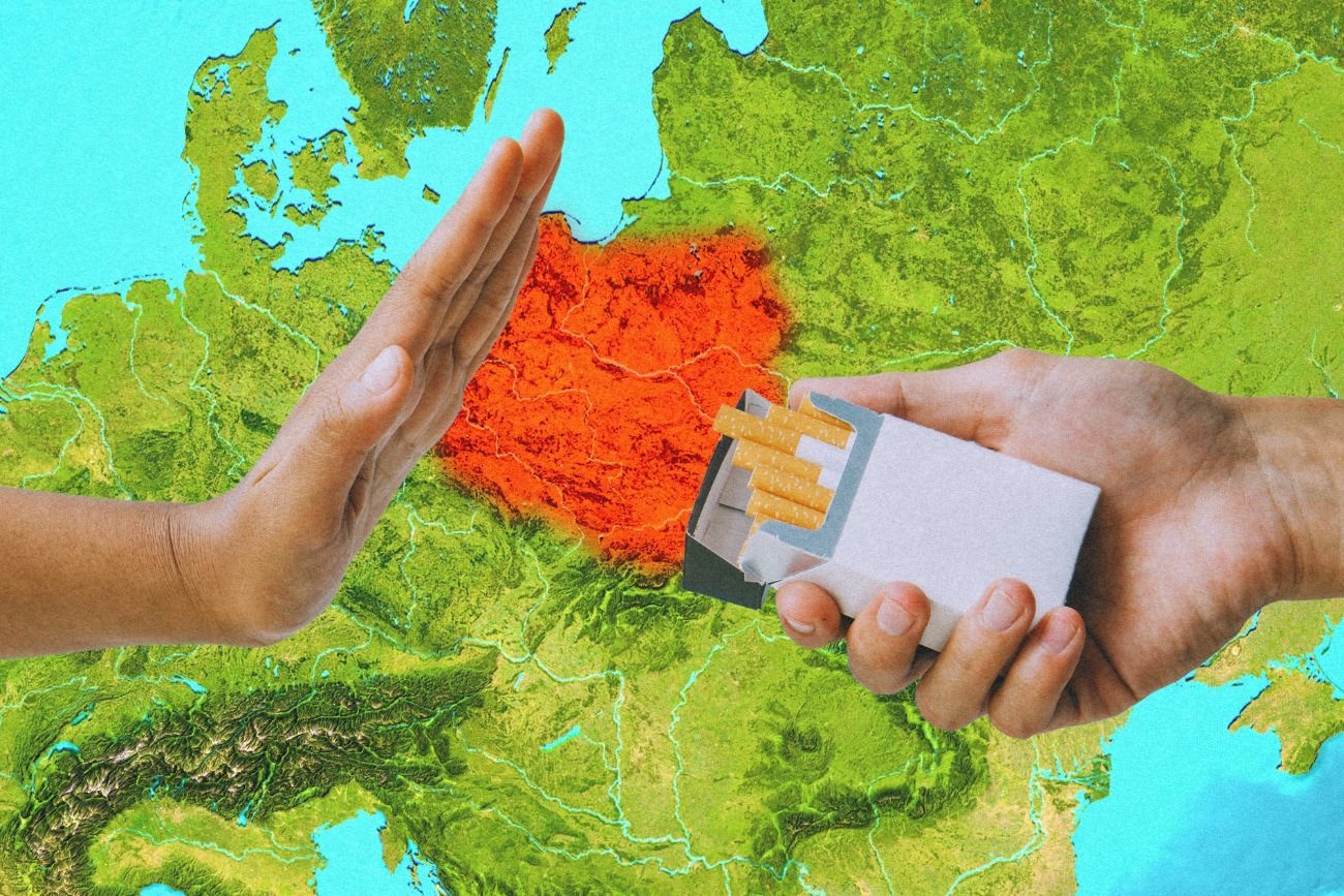 Odmowa papierosów i mapa Europy.