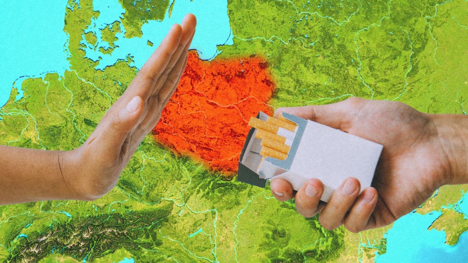 Odmowa papierosów i mapa Europy.