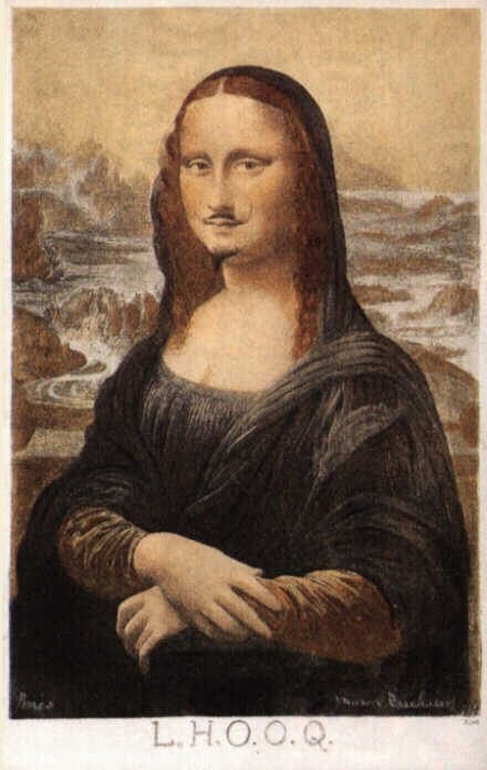 Marcel Duchamp
L.H.O.O.Q., 1919
readymade: ołowek na repropdukcji Leonardo da Vinci Mona Lisa