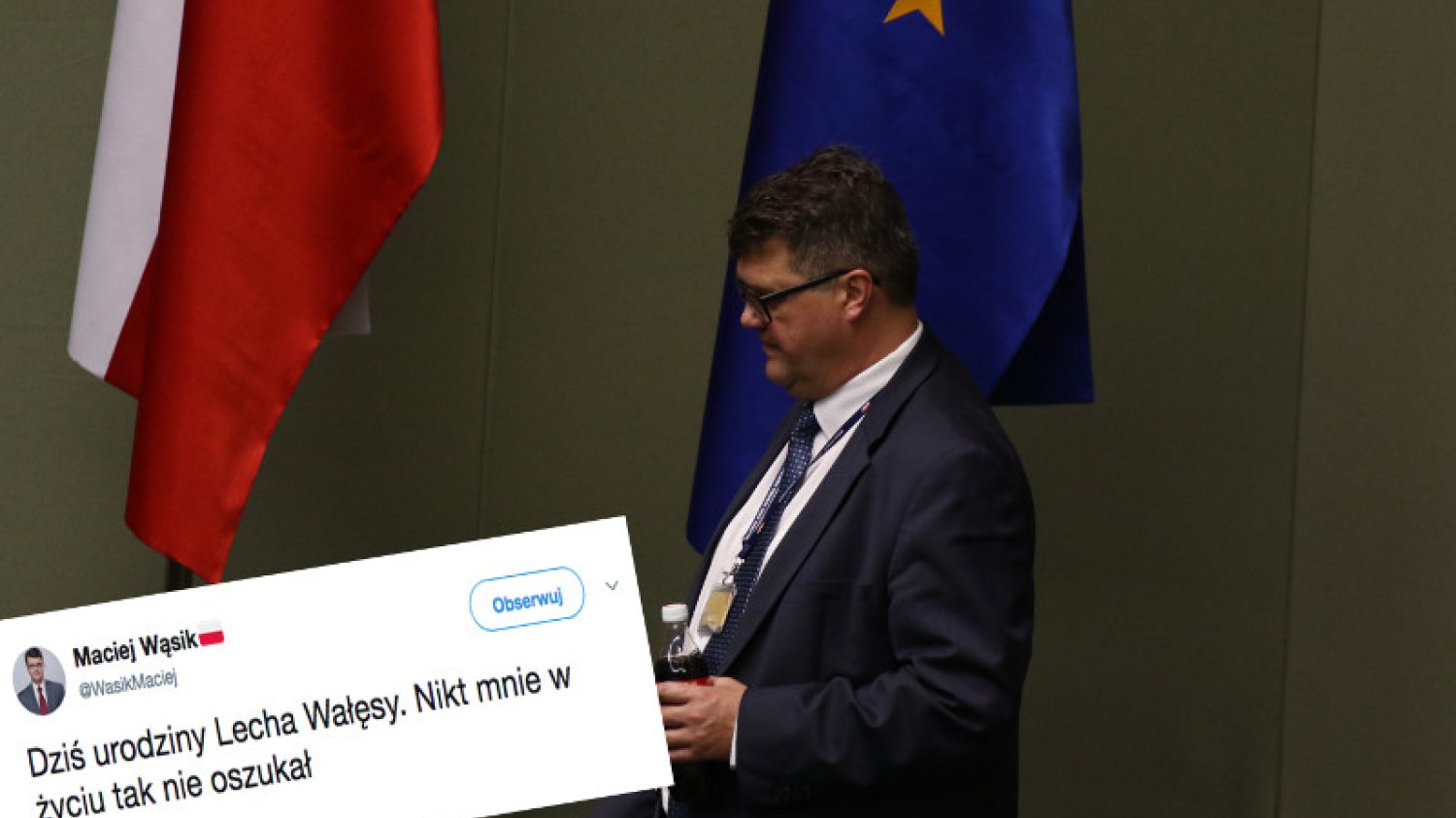 Nocne wojowanie Macieja Wąsika z Lechem Wałęsą skończyło się przypomnieniem kradzieży paliwa.