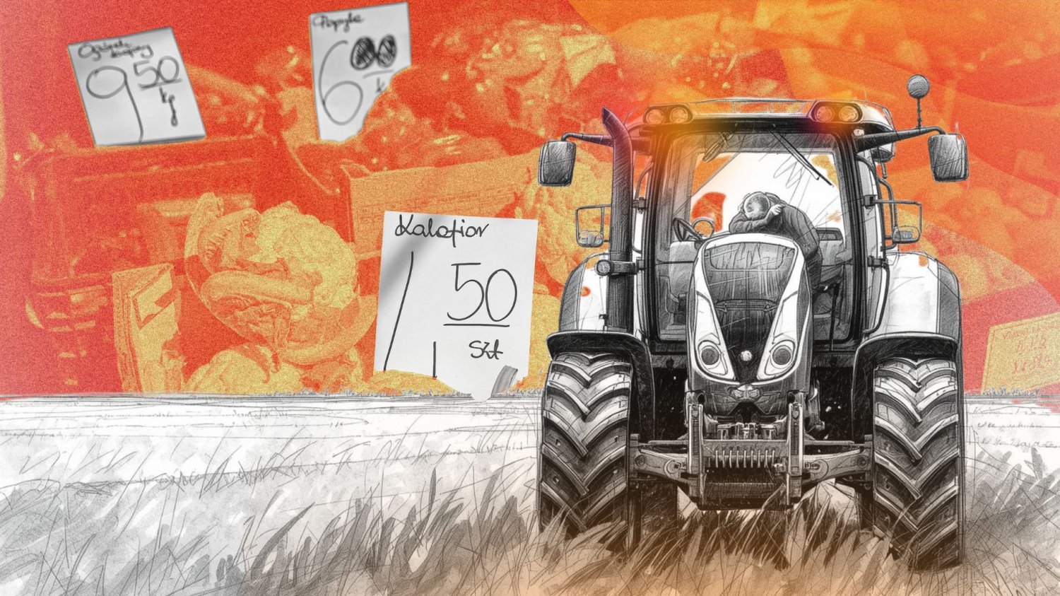 Rolnicy mają problem ze zbytem. Ale w sklepach ceny raczej nie spadną Grafika przedstawiająca dramat polskiego rolnika. W tle ceny warzyw.