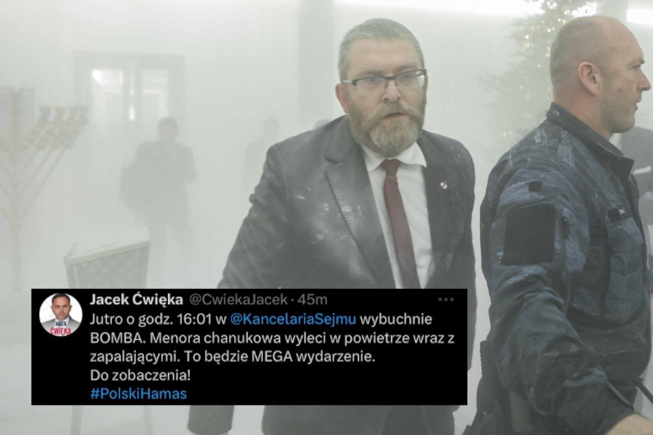 Kandydat Konfederacji grozi zamachem na Chanuce w Sejmie. Jest komentarz policji