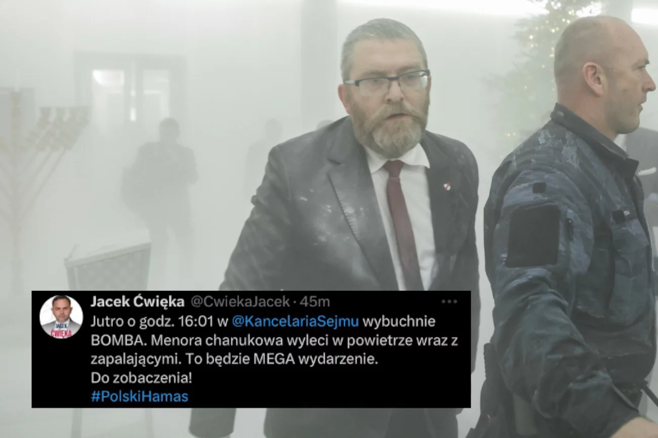 Kandydat Konfederacji grozi zamachem na Chanuce w Sejmie. Jest komentarz policji