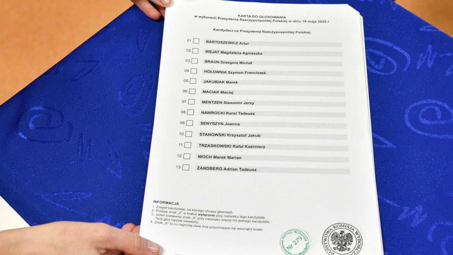 Tak wygląda karta do głosowania. Ma obcięty róg, musi mieć też pieczęcie PKW i obwodowej komisji wyborczej