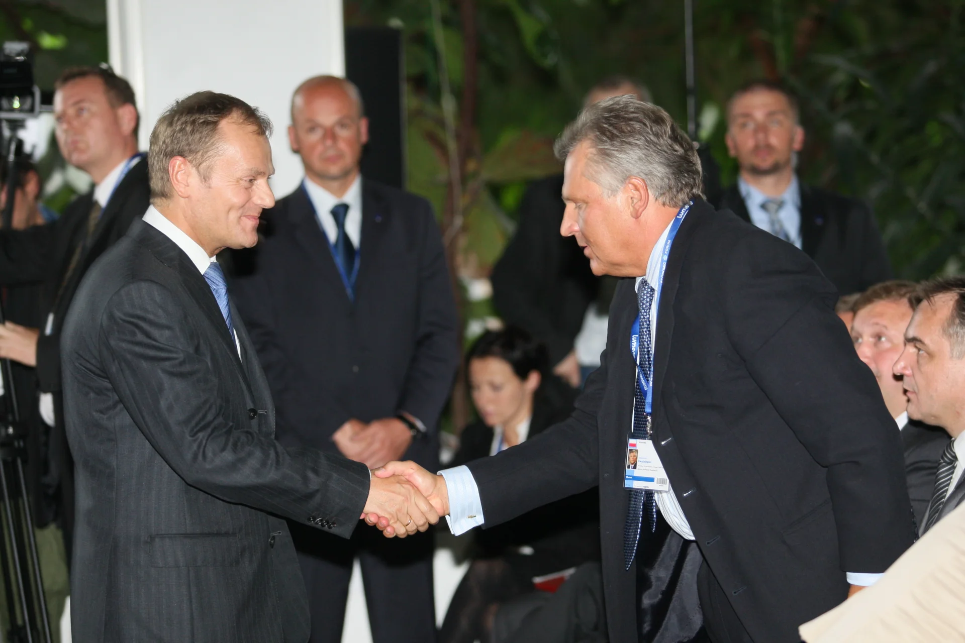 Donald Tusk i Aleksander Kwaśniewski podczas Forum Ekonomicznego w Krynicy w 2008 roku