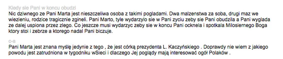 Komentarze internautów.