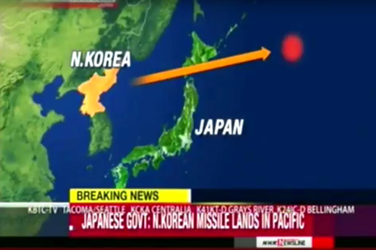 Pocisk przeleciał nad północną częścią Japonii i wpadł do oceanu.