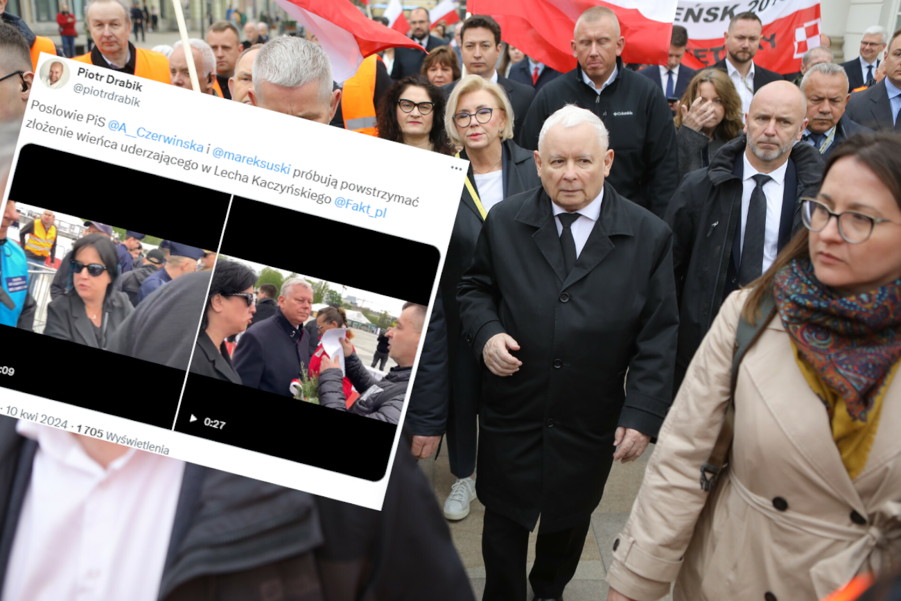 Incydent pod pomnikiem smoleńskim. Interweniował Marek Suski.