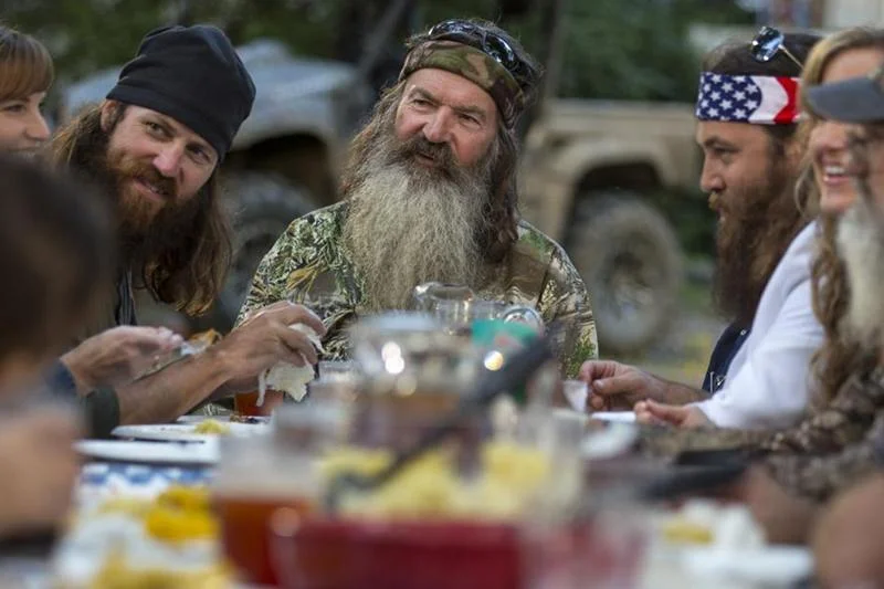 Zdjęcie z planu reality show "Duck Dynasty" o rodzinie Robertsonów, który obecnie jest najpopularniejszym programem tego typu w Stanach.