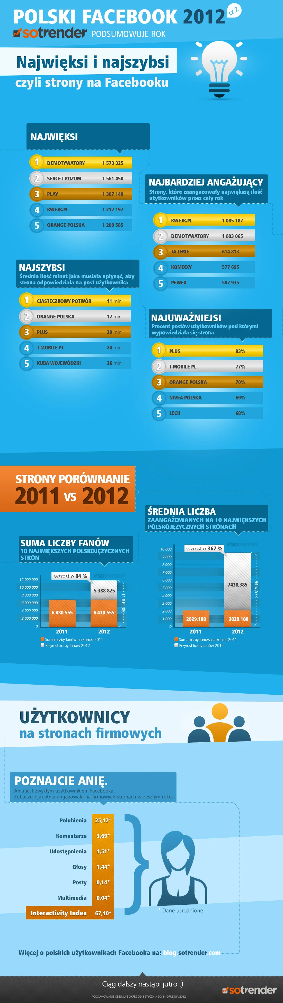 Infografika dotycząca polskich firm na Facebooku w 2012 roku