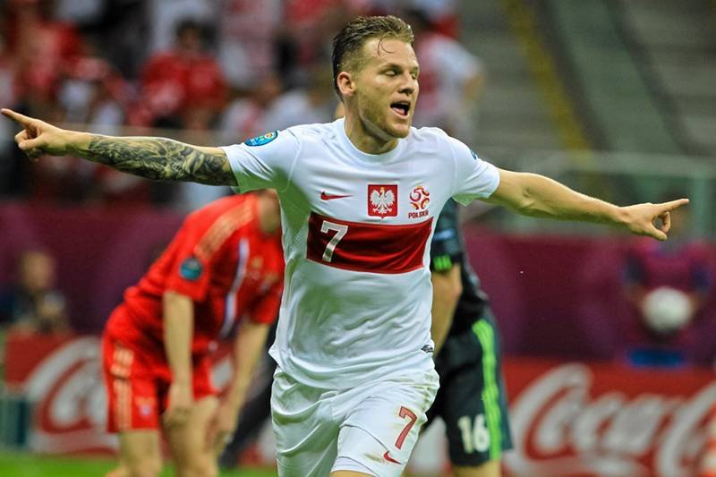 Eugen Polanski cieszy się z gola. Jeszcze nie wie, że ten padł ze spalonego.