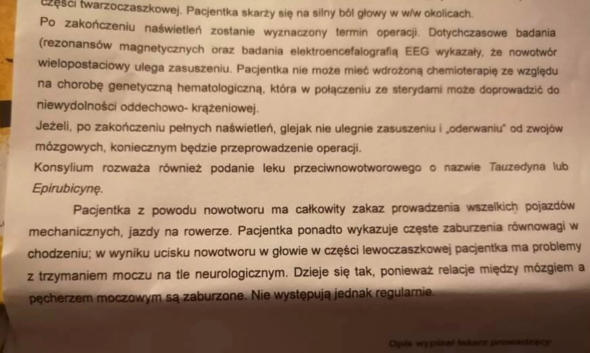 Dokumentacja medyczna udostępniona przez R. 