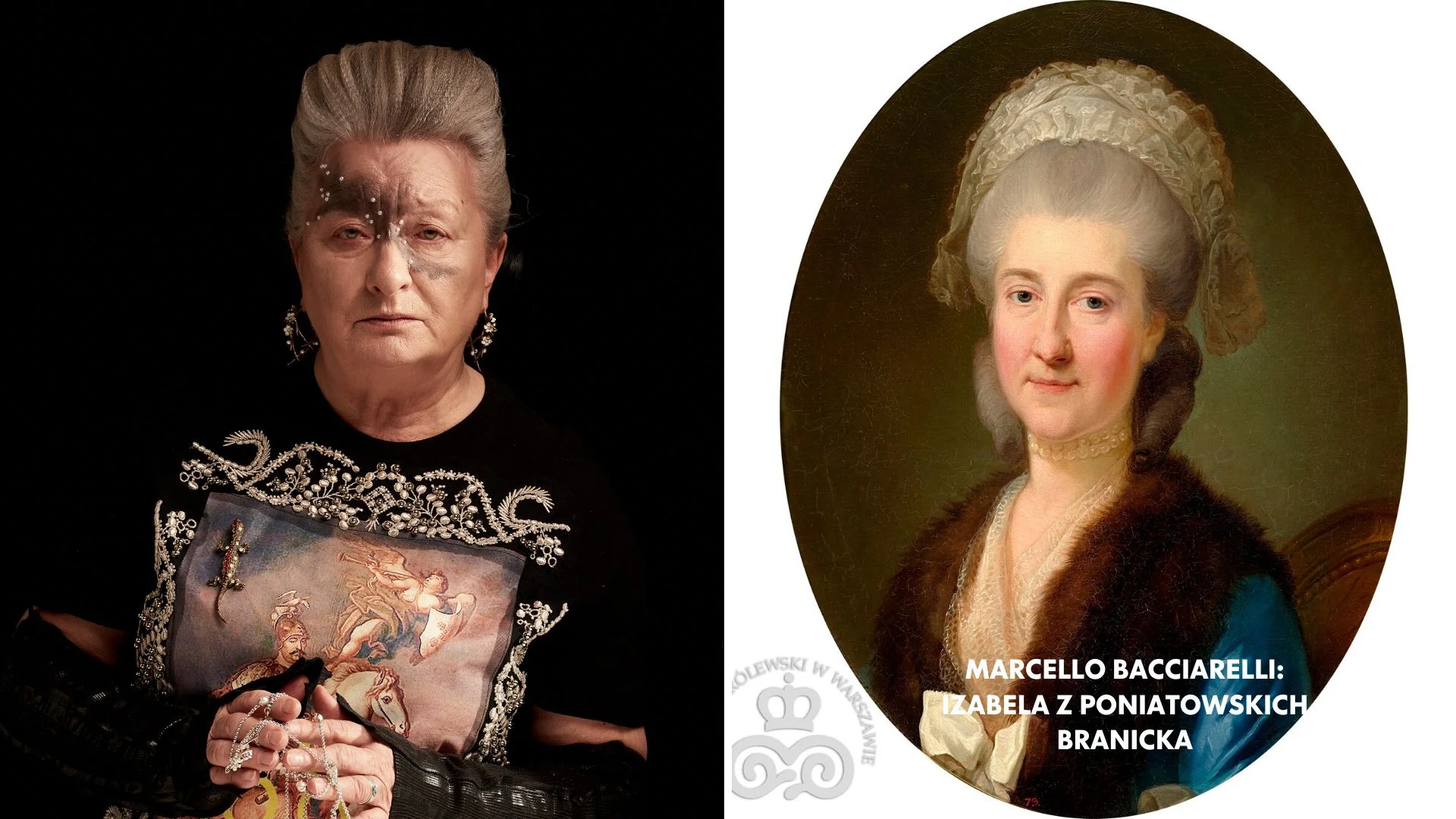 Maria Maj jako Izabela z Poniatowskich Branicka (kreacja: 1683 Atelier, biżuteria: Uzerai)