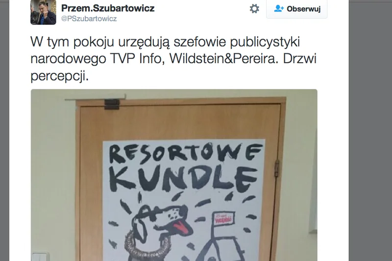 Tak wyglądają drzwi w siedzibie TVP Info