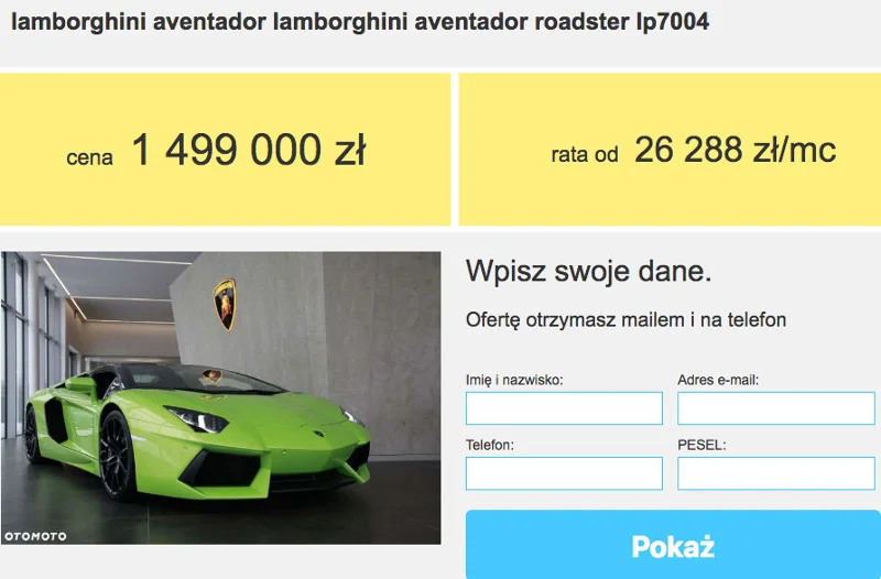 Jeśli ktoś nie ma 1,5 mln złotych, to zakup można rozłożyć na raty.