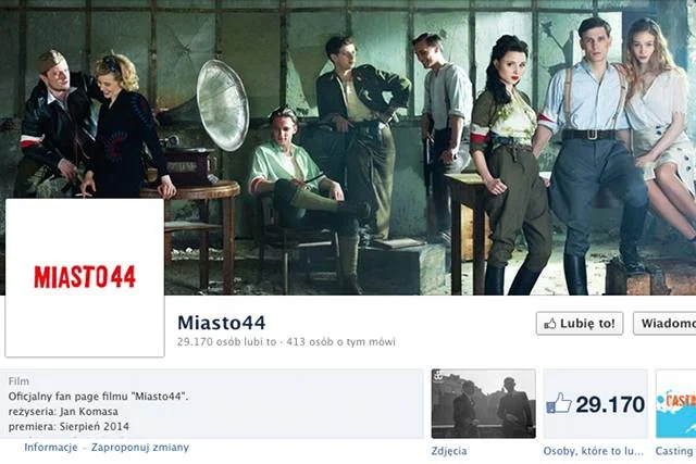"Miasto44" ma już oficjalny profil na Facebooku. Premierę filmu o Powstaniu Warszawskim zaplanowano na 2014 rok