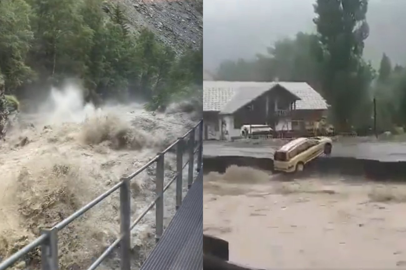Potężne powodzie w szwajcarskich i francuskich Alpach [WIDEO]