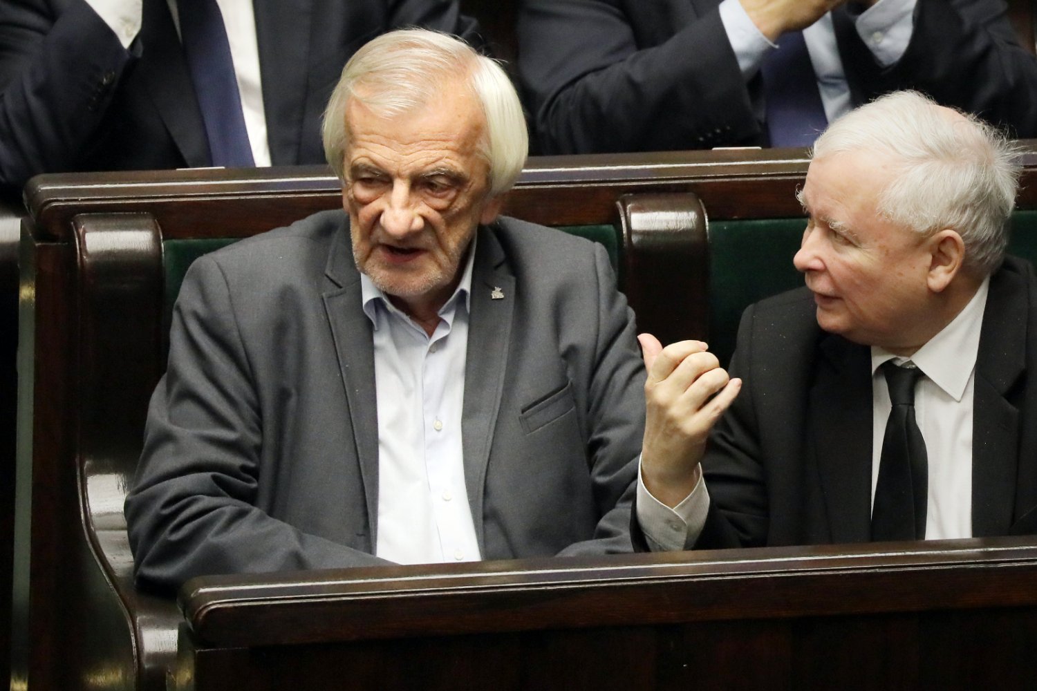 Wicemarszałek Sejmu i szef klubu parlamentarnego PiS Ryszard Terlecki i prezes PiS Jarosław Kaczyński w Sejmie.