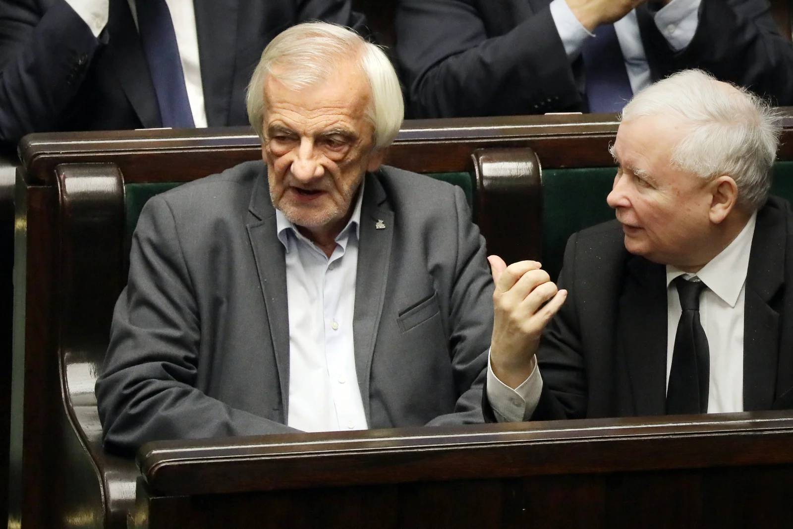 Wicemarszałek Sejmu i szef klubu parlamentarnego PiS Ryszard Terlecki i prezes PiS Jarosław Kaczyński w Sejmie.