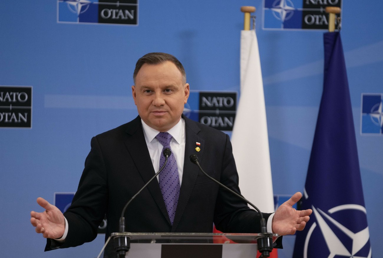 Prezydent Andrzej Duda po szczycie NATO w Brukseli.